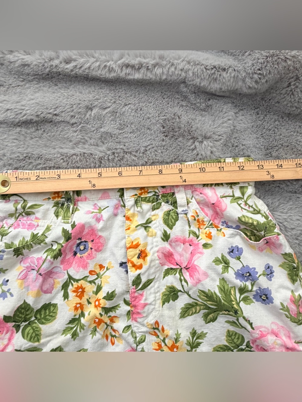 Esprit Floral Linen Cotton Skirt Vintage Botanical Skirt White Pink size 5/6 - Picture 9 of 12